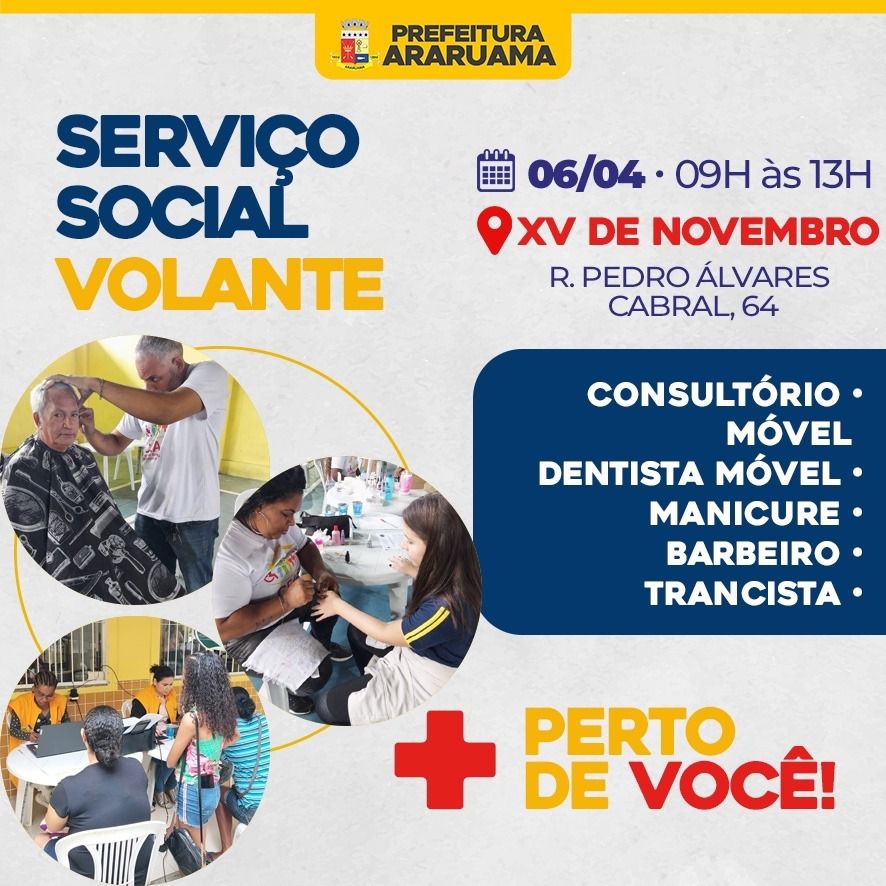 Prefeitura de Araruama vai realizar uma Ação do “Serviço Social Volante” no bairro XV de Novembro, nesse sábado