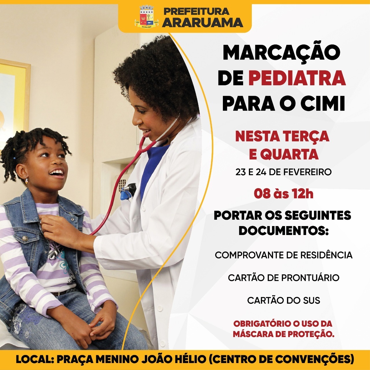 Marcação de Pediatra para o CIMI de Araruama tem novas datas 