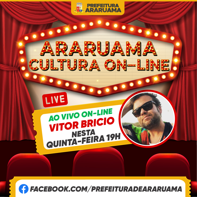 Cantor Vitor Bricio abre o Projeto “Araruama Cultura On-line” nesta quinta-feira