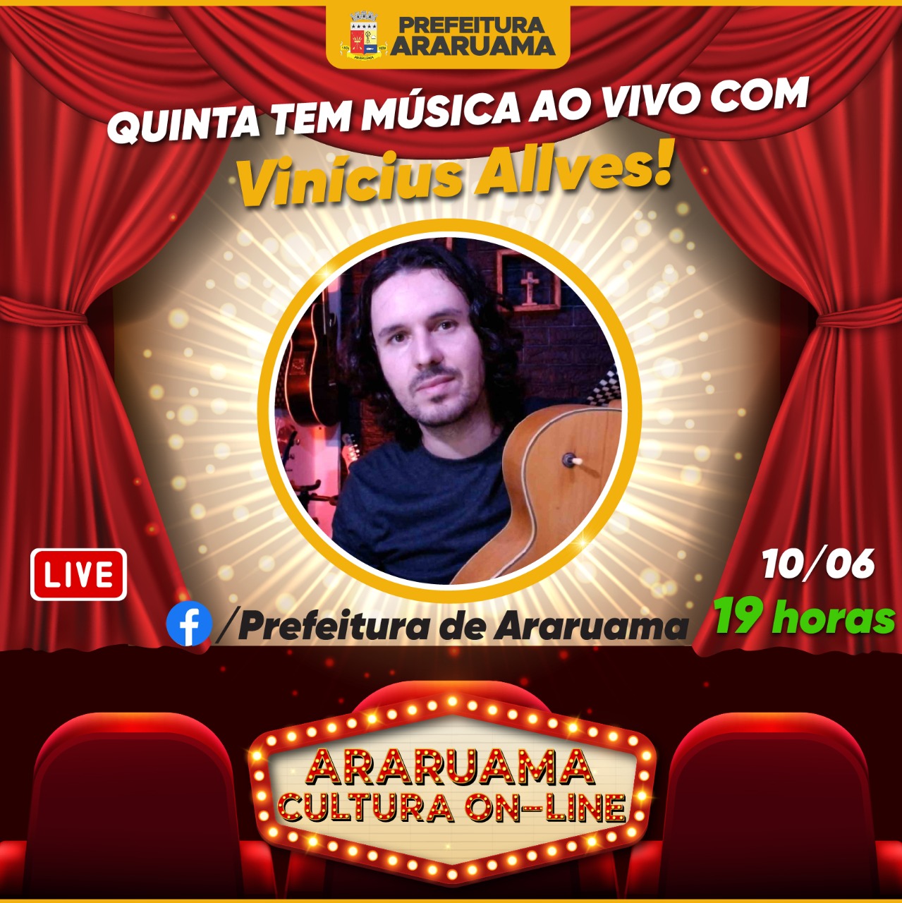 Vinícius Allves é atração confirmada no “Araruama Cultura On-line” dessa quinta-feira