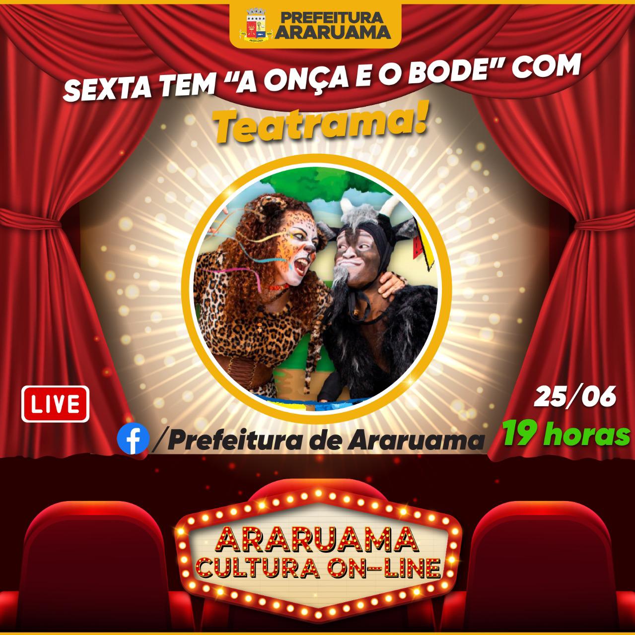 Grupo Teatrama vai brilhar no palco do “Araruama Cultura On-line”, nessa sexta-feira
