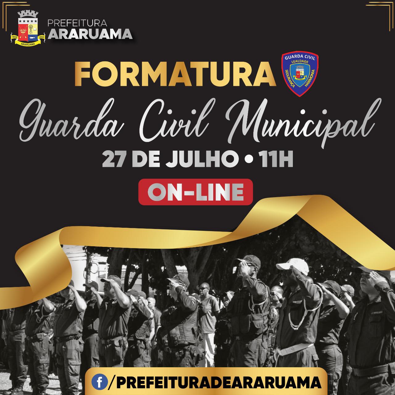 Formatura dos novos agentes da Guarda Civil de Araruama será na próxima semana com transmissão on-line