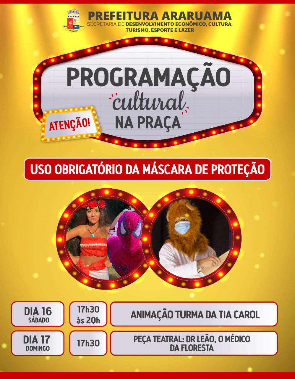 “Programação Cultural na Praça” vai levar diversão e teatro para as crianças nesse fim de semana em Araruama