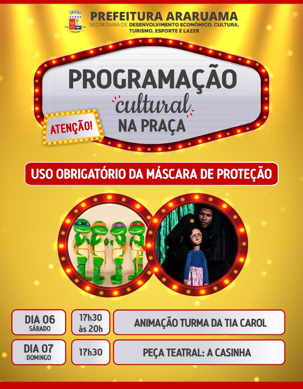 “Programação Cultural na Praça” promove mais um fim de semana de diversão e arte ao público infantil de Araruama