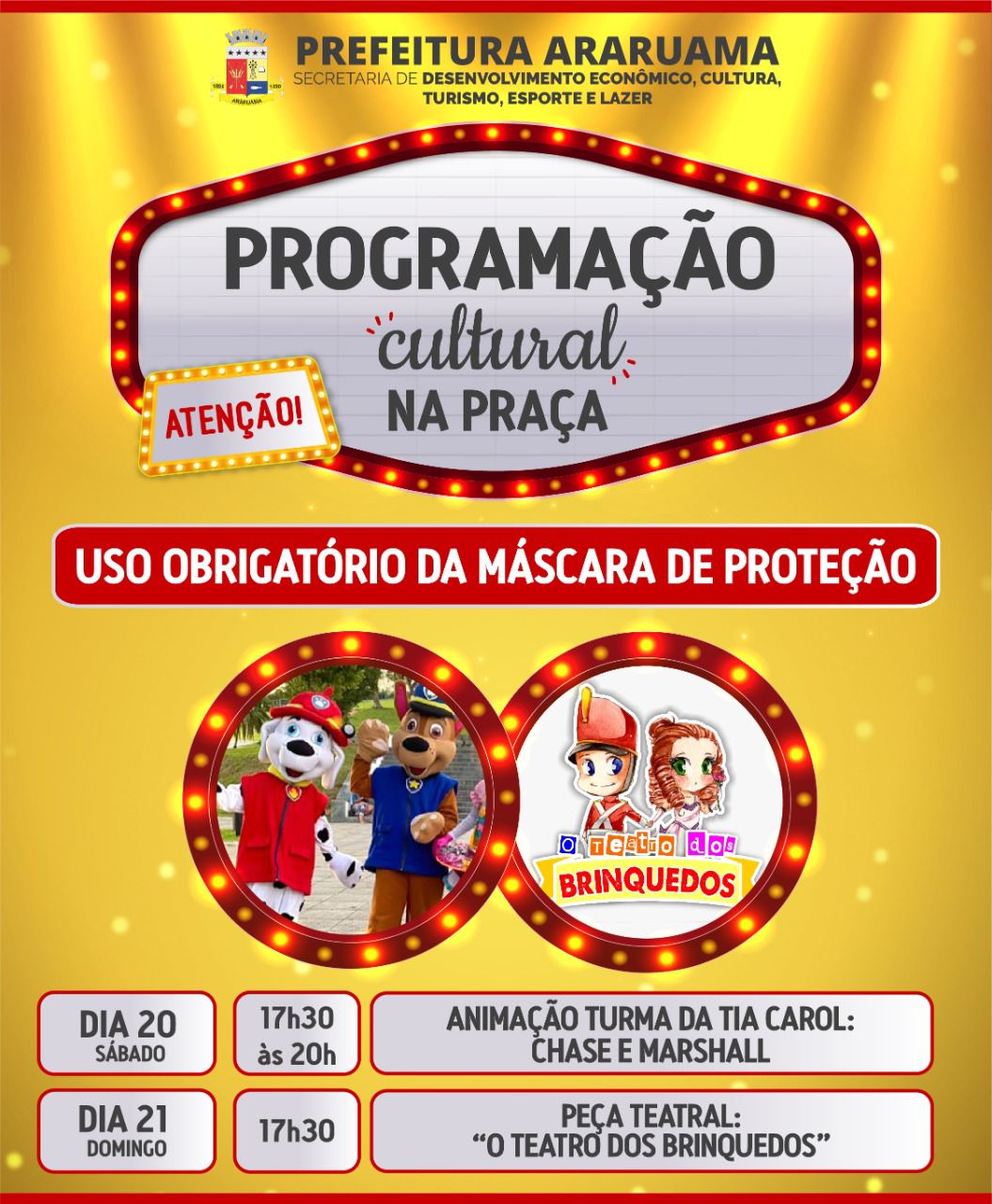 “Programação Cultural na Praça”  promove mais um fim de semana de diversão e arte, em Araruama