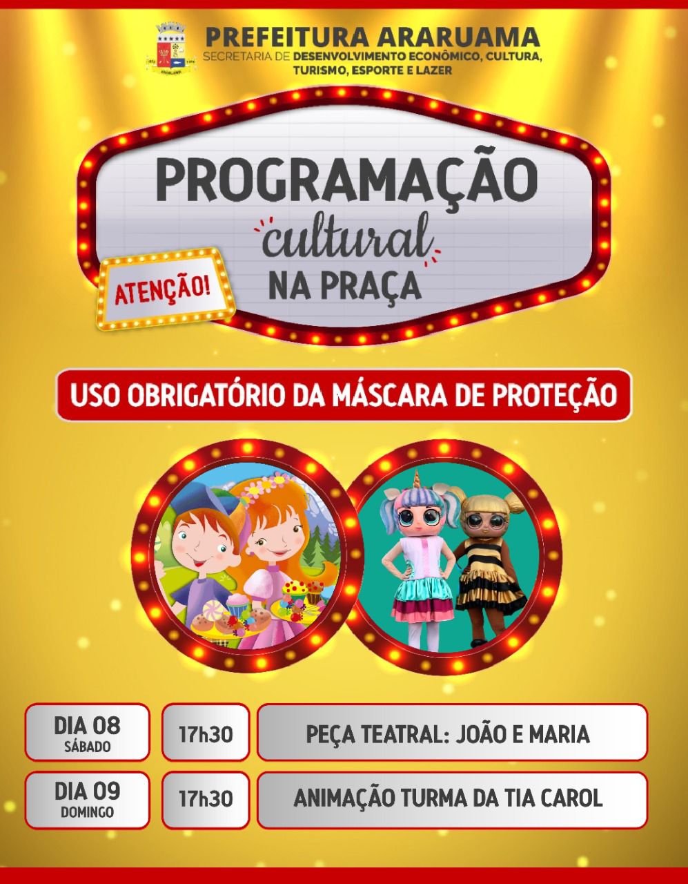 Programação Cultural na Praça”  promove mais um fim de semana de diversão e arte, em Araruama