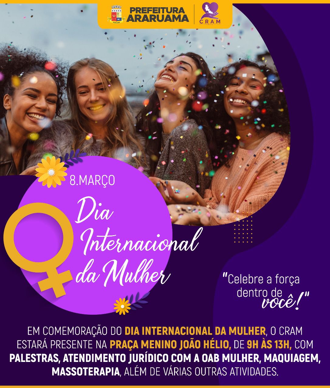 Prefeitura realiza programação especial pelo “Dia Internacional da Mulher”, que será comemorado na próxima terça-feira