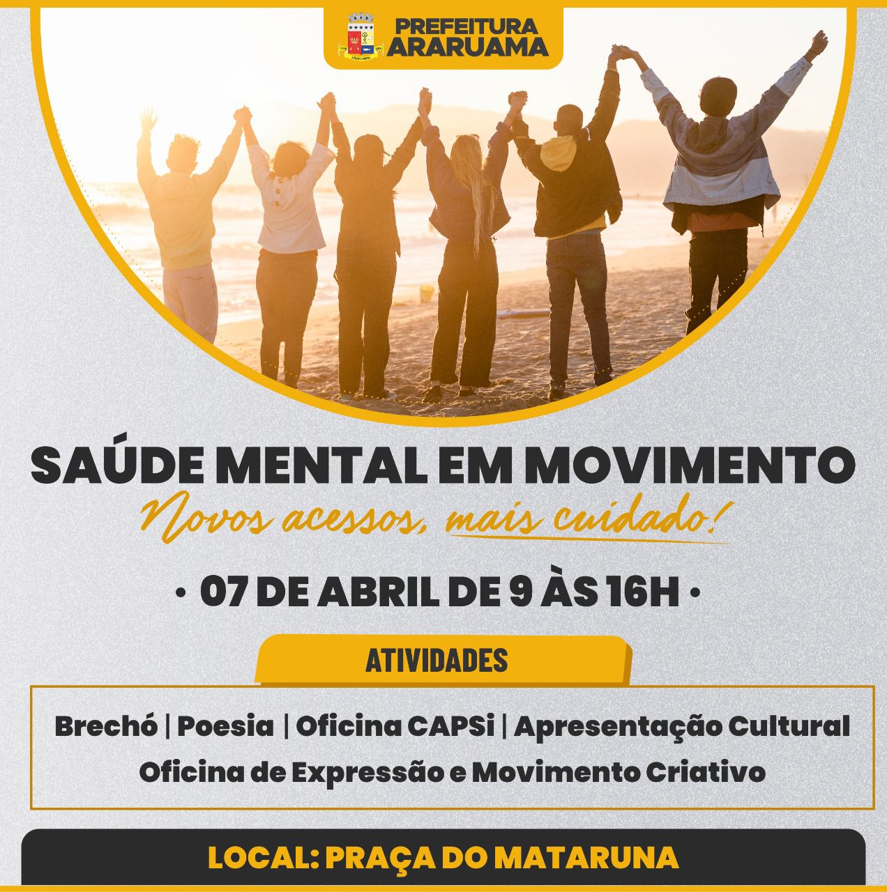 Centro de Atenção Psicossocial de Araruama vai realizar o projeto “Saúde Mental em Movimento” na Praça do Mataruna