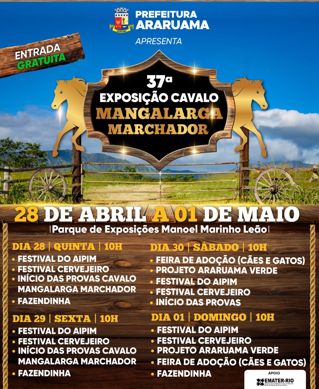 Prefeitura de Araruama vai realizar a 37ª Exposição do Cavalo Mangalarga Marchador