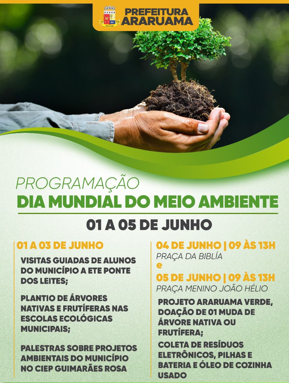 Prefeitura de Araruama vai realizar evento em comemoração ao Dia Mundial do Meio Ambiente