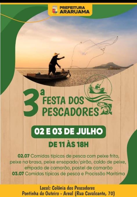 Prefeitura de Araruama vai realizar a 3ª Festa dos Pescadores em julho