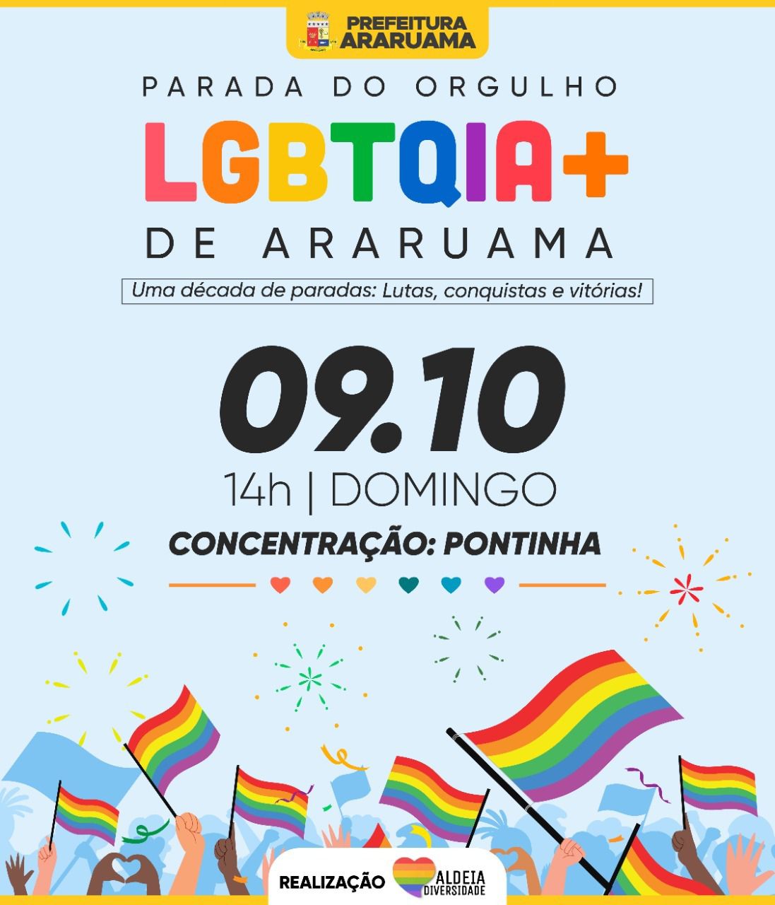 10ª Parada do Orgulho LGBTQIA+ será realizada no bairro Pontinha em Araruama