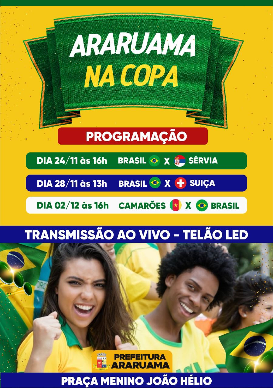 Prefeitura vai transmitir em telão os jogos do Brasil na Copa do Mundo