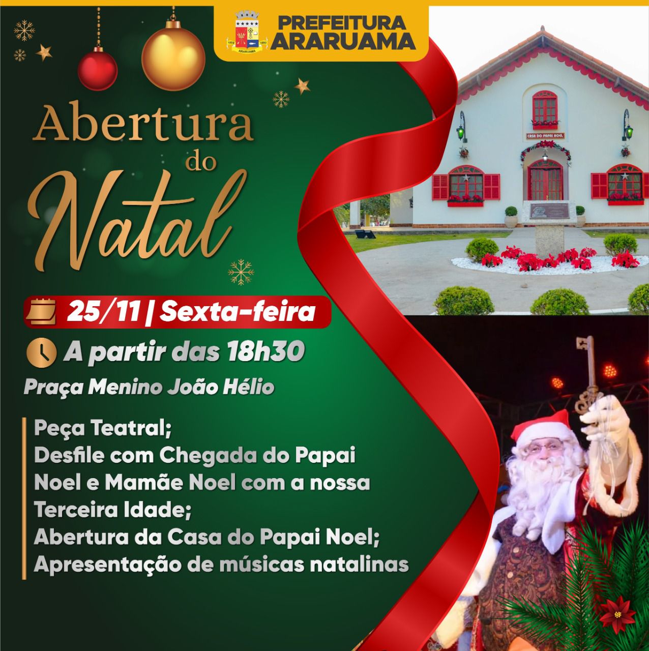 Abertura da Casa do Papai Noel vai marcar a chegada do Natal em Araruama