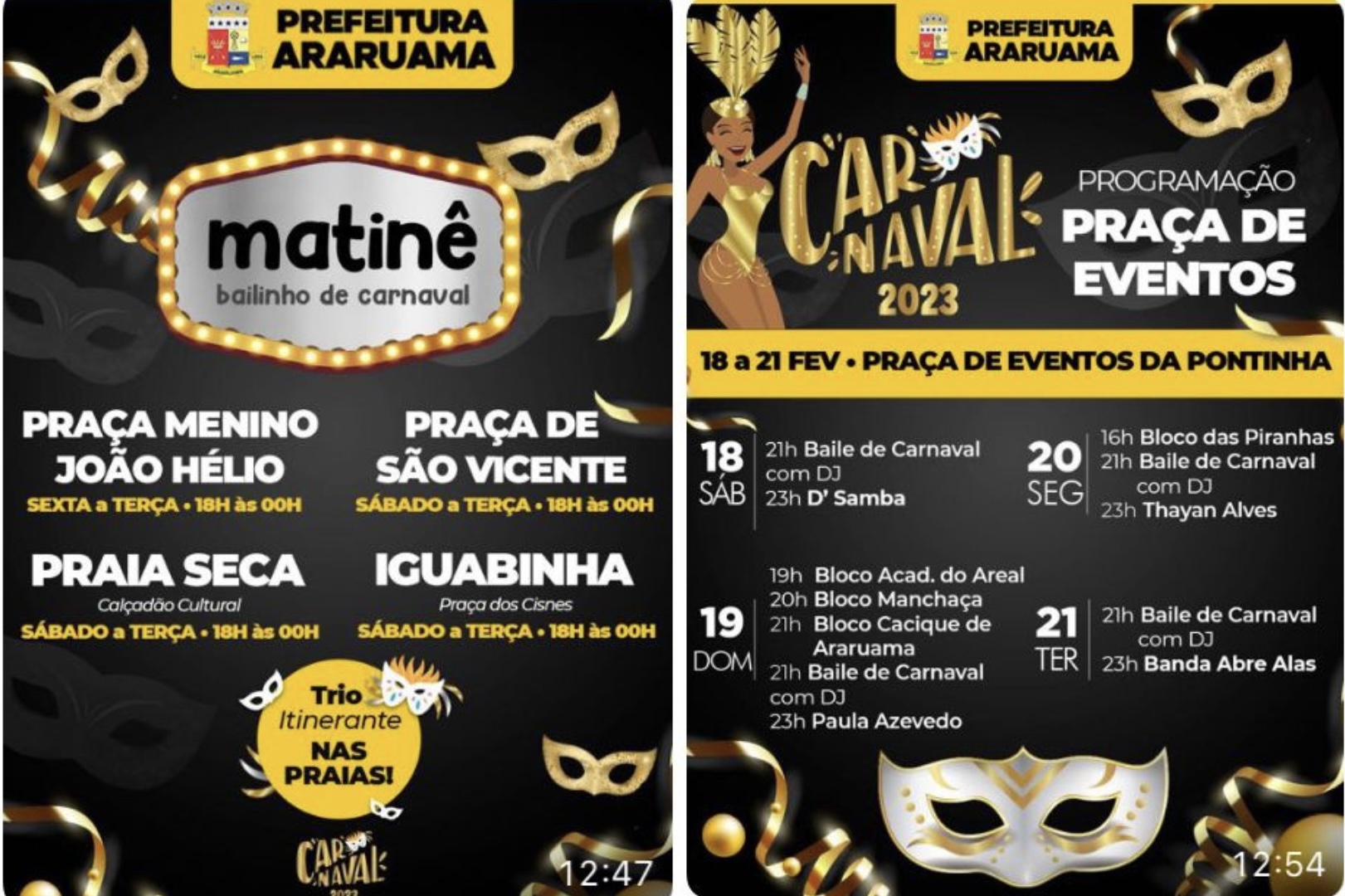 Prefeitura de Araruama divulga a programação do Carnaval 2023