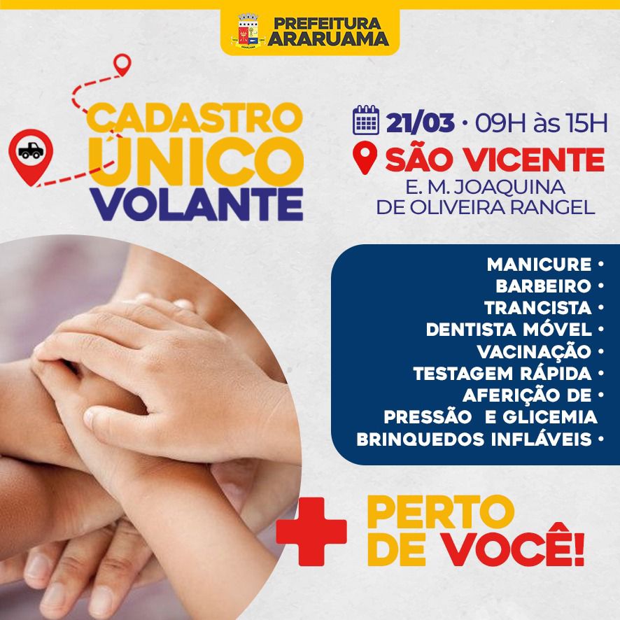 Prefeitura de Araruama vai realizar o “Cadastro Único Volante” no distrito de São Vicente