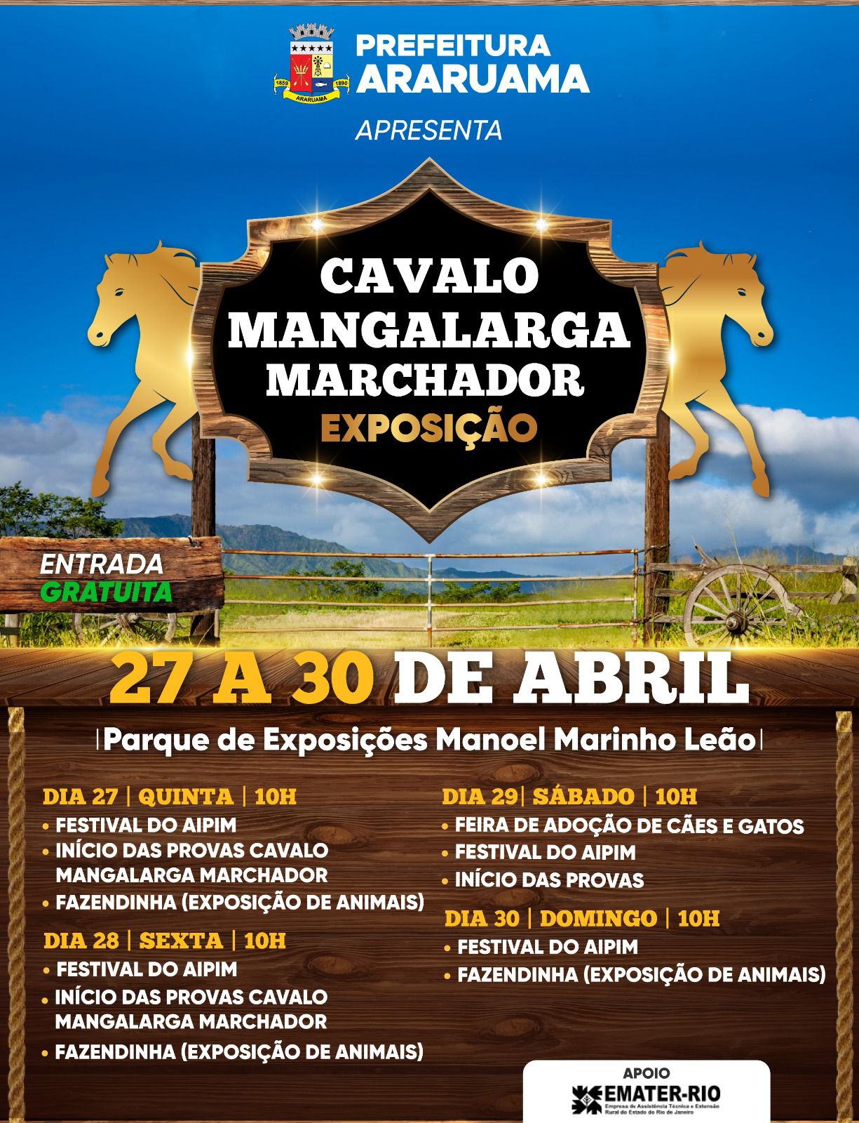 Prefeitura de Araruama vai realizar a tradicional Exposição do Cavalo Mangalarga Marchador 2023