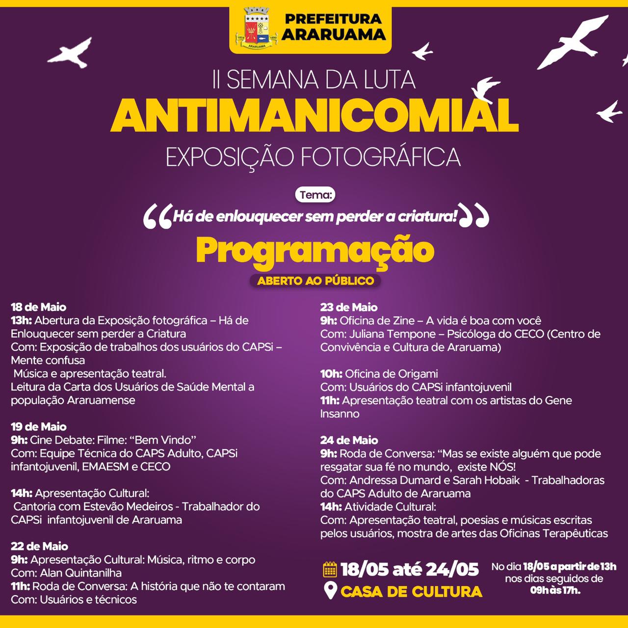 Prefeitura de Araruama vai realizar a II Semana da Luta Antimanicomial no município
