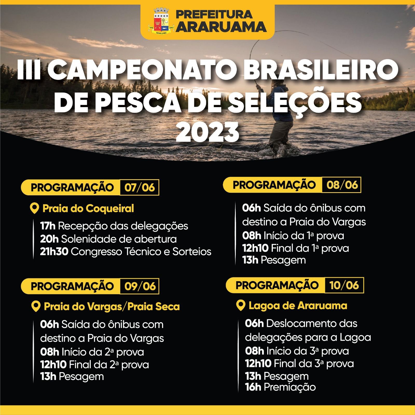 Araruama vai sediar o III Campeonato Brasileiro de Pesca de Seleções