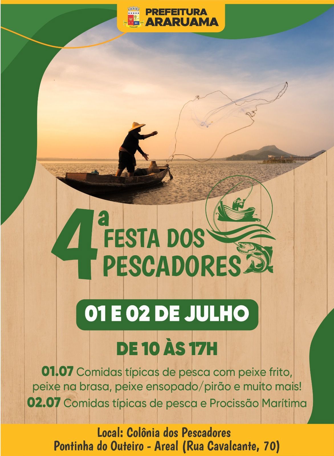 Procissão Marítima e muitas comidas típicas vão marcar a 4ª edição da Festa dos Pescadores de Araruama