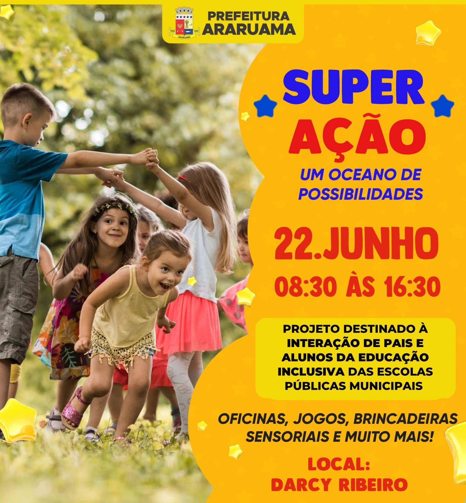 Jogos sensoriais e esportivos vão marcar mais uma edição do projeto “Super Ação” da Prefeitura de Araruama
