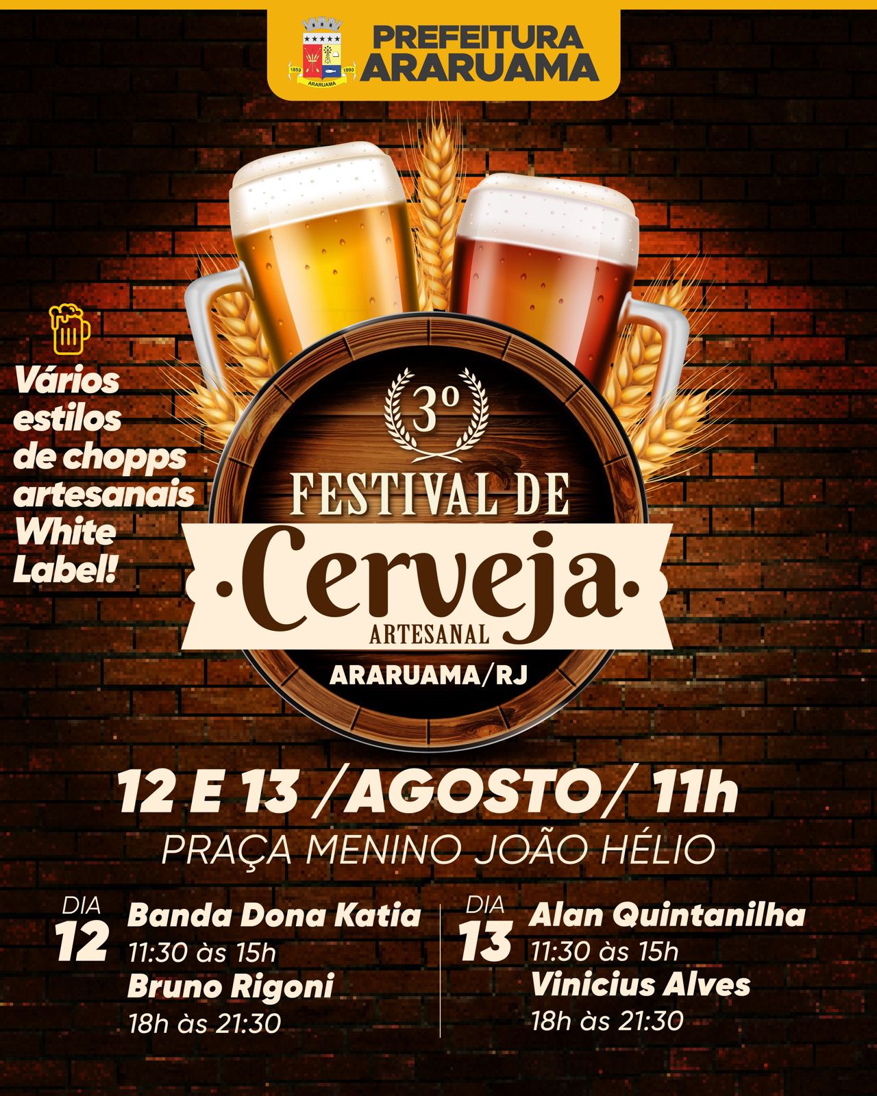 Prefeitura vai realizar a terceira edição do “Festival da Cerveja Artesanal” em Araruama