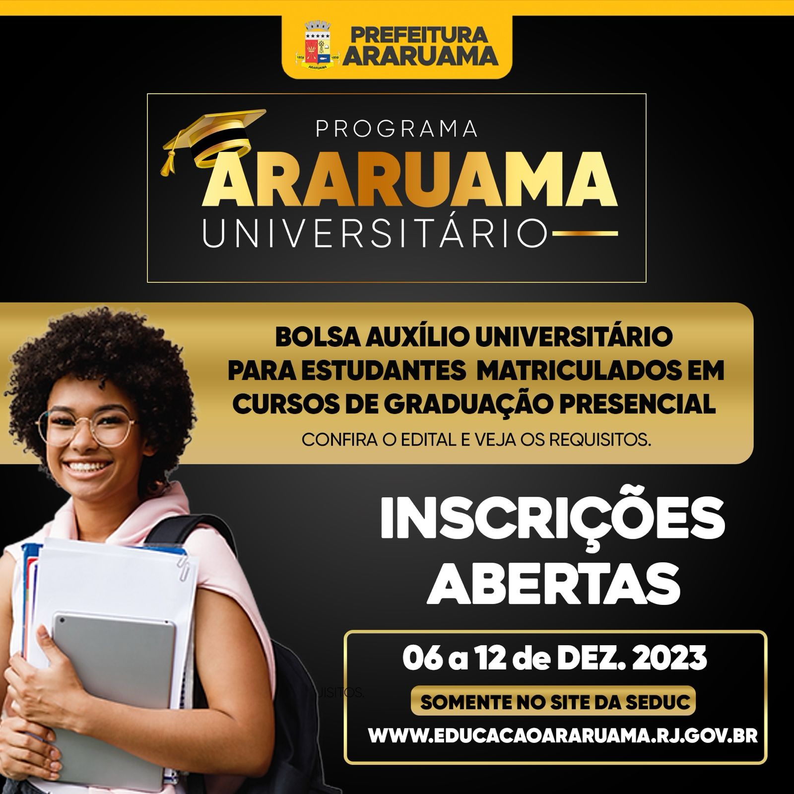 Prefeitura publica edital de inscrição para o “Programa Araruama Universitário”