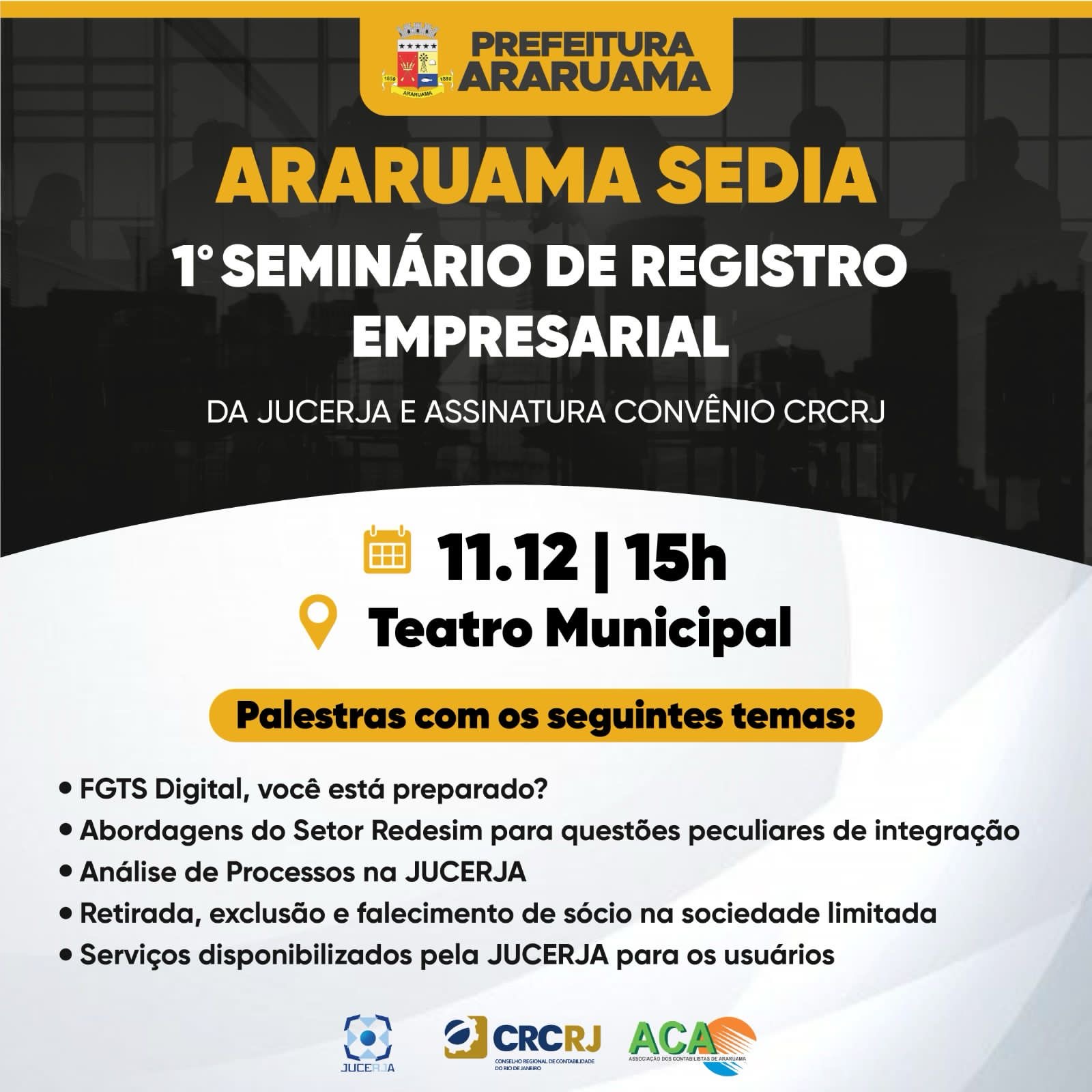 Araruama vai sediar o 1º Seminário de Registro Empresarial da JUCERJA voltado para o fortalecimento do setor