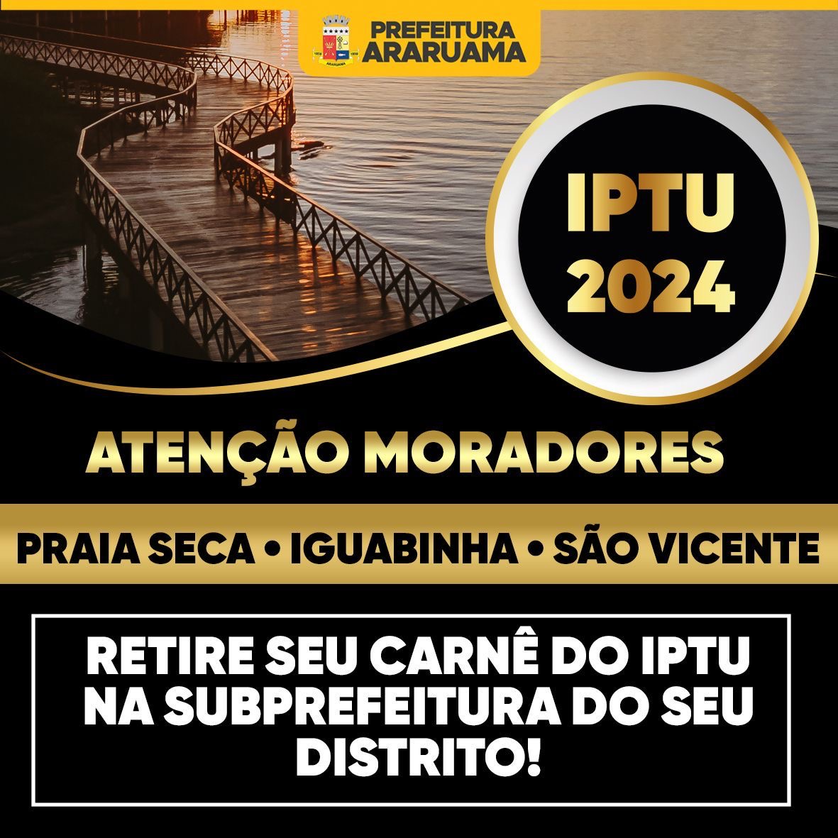 Prefeitura de Araruama começa a disponibilizar o carnê do IPTU 2024 com desconto para quem pagar em cota única