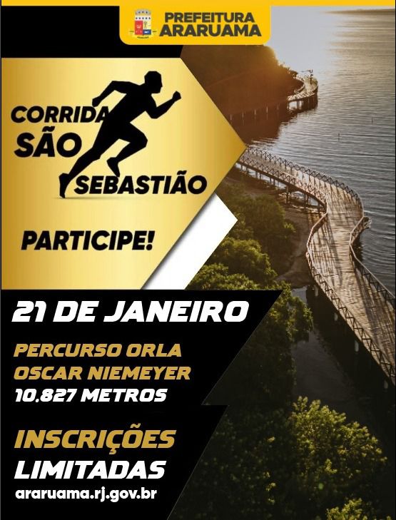 Prefeitura abre as inscrições para a tradicional Corrida de São Sebastião, que esse ano será de 10.827 metros percorrendo toda extensão da Orla Oscar Niemeyer