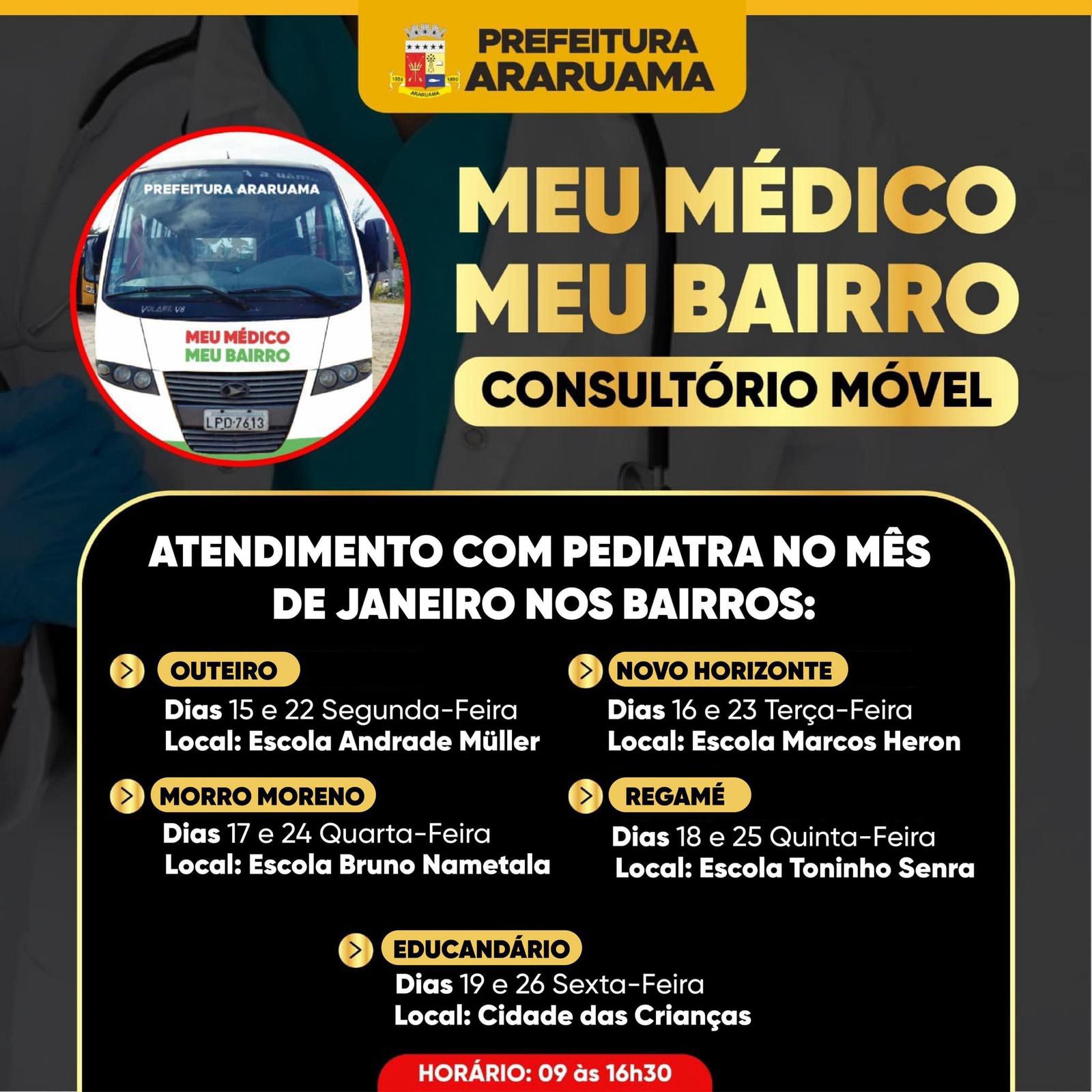 Programa “Meu Médico, Meu bairro” vai levar atendimento de pediatra a 5 bairros de Araruama nesse mês de janeiro