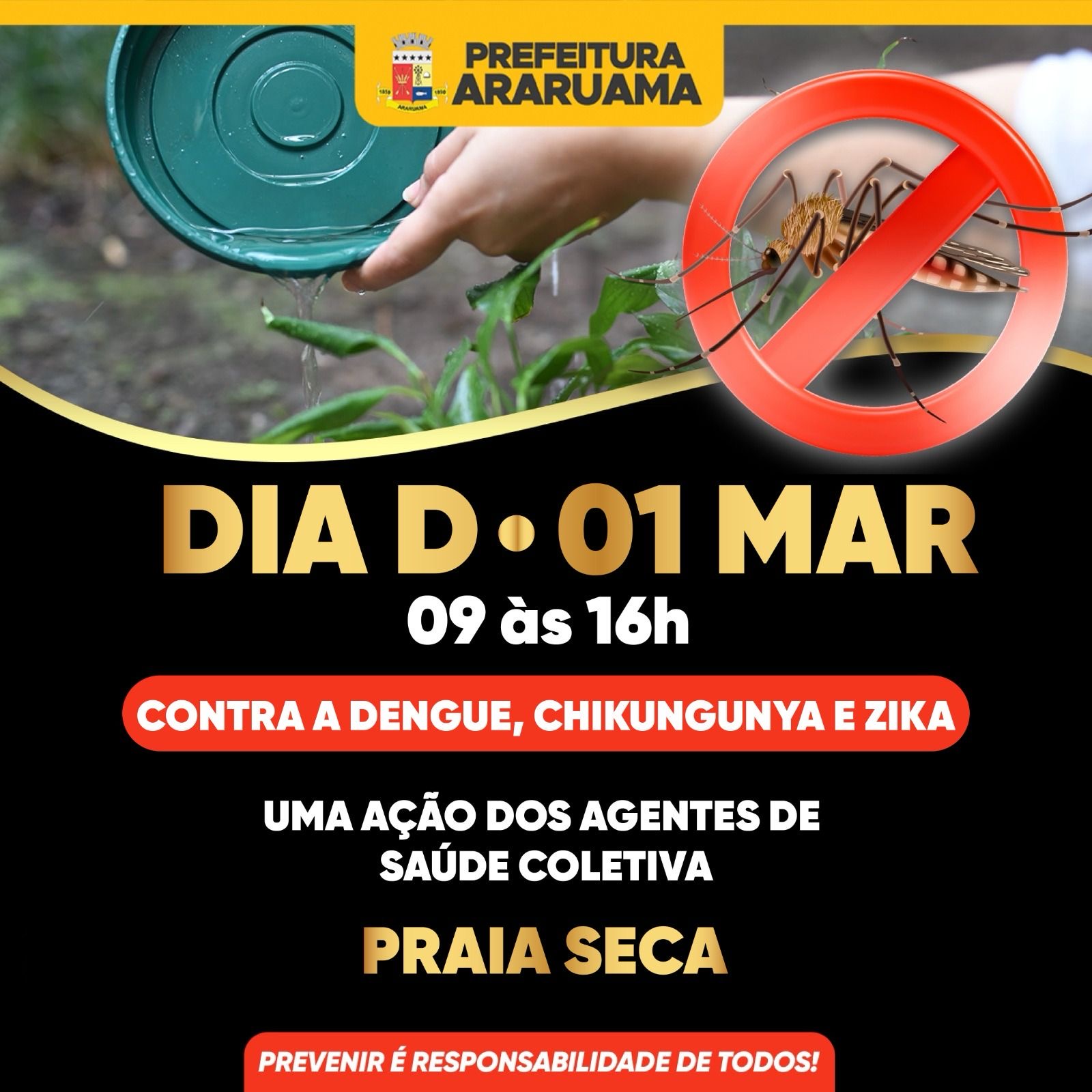 Prefeitura vai realizar o Dia D contra a dengue no Distrito de Praia Seca
