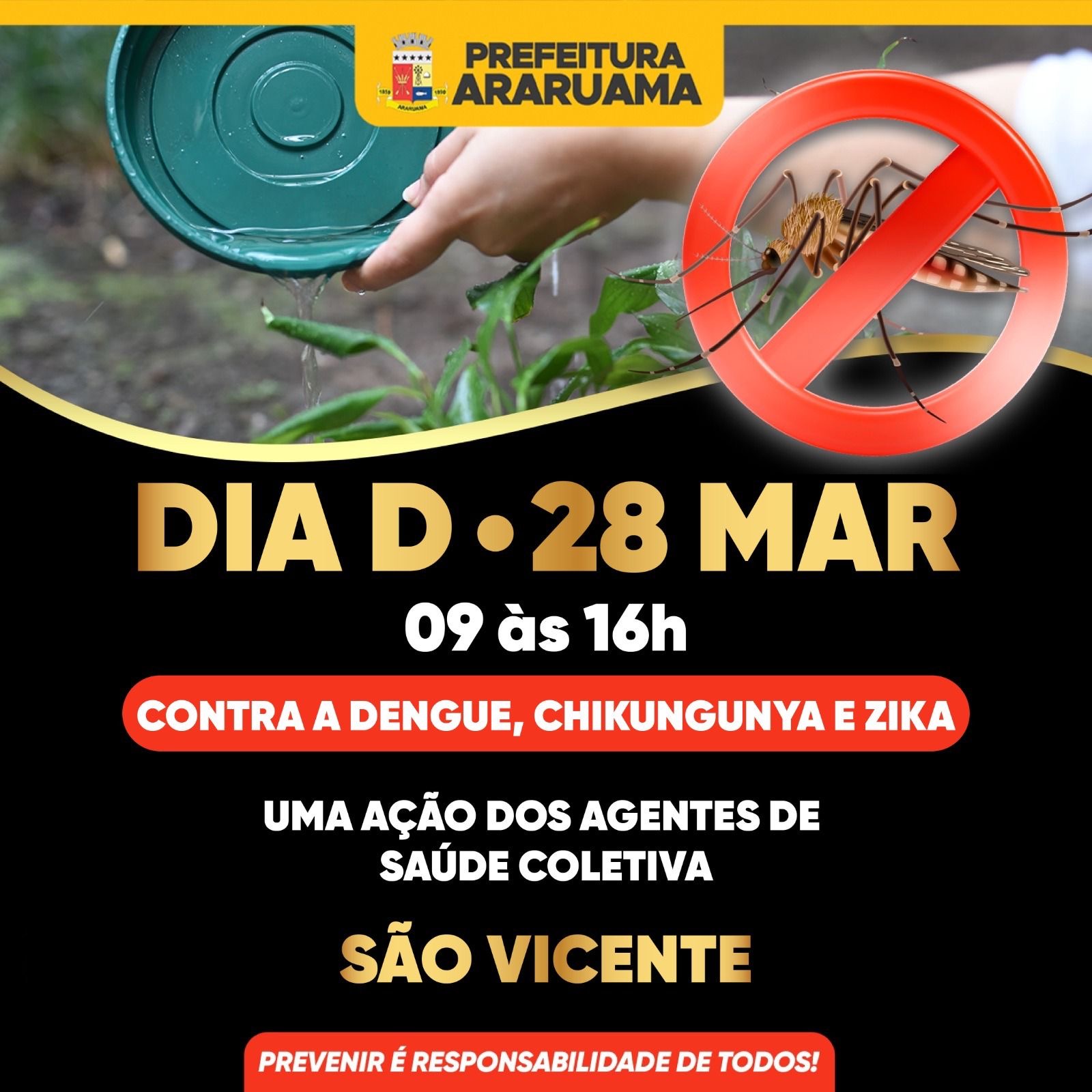 Prefeitura vai realizar o Dia D contra a dengue no distrito de São Vicente, nessa quinta-feira, 28