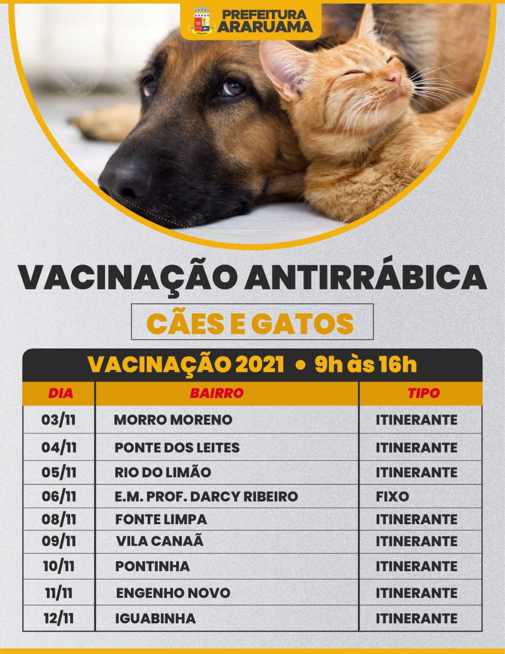 Prefeitura de Araruama estende Vacinação Antirrábica no município