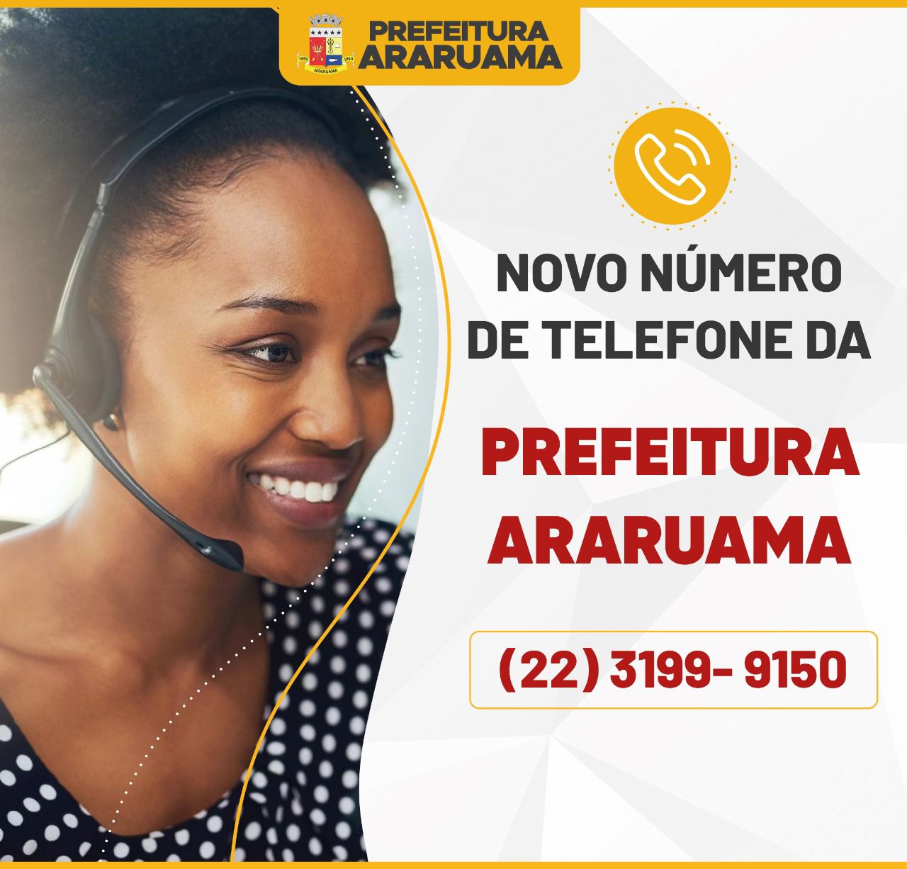 Mudança no número de telefone da Prefeitura de Araruama