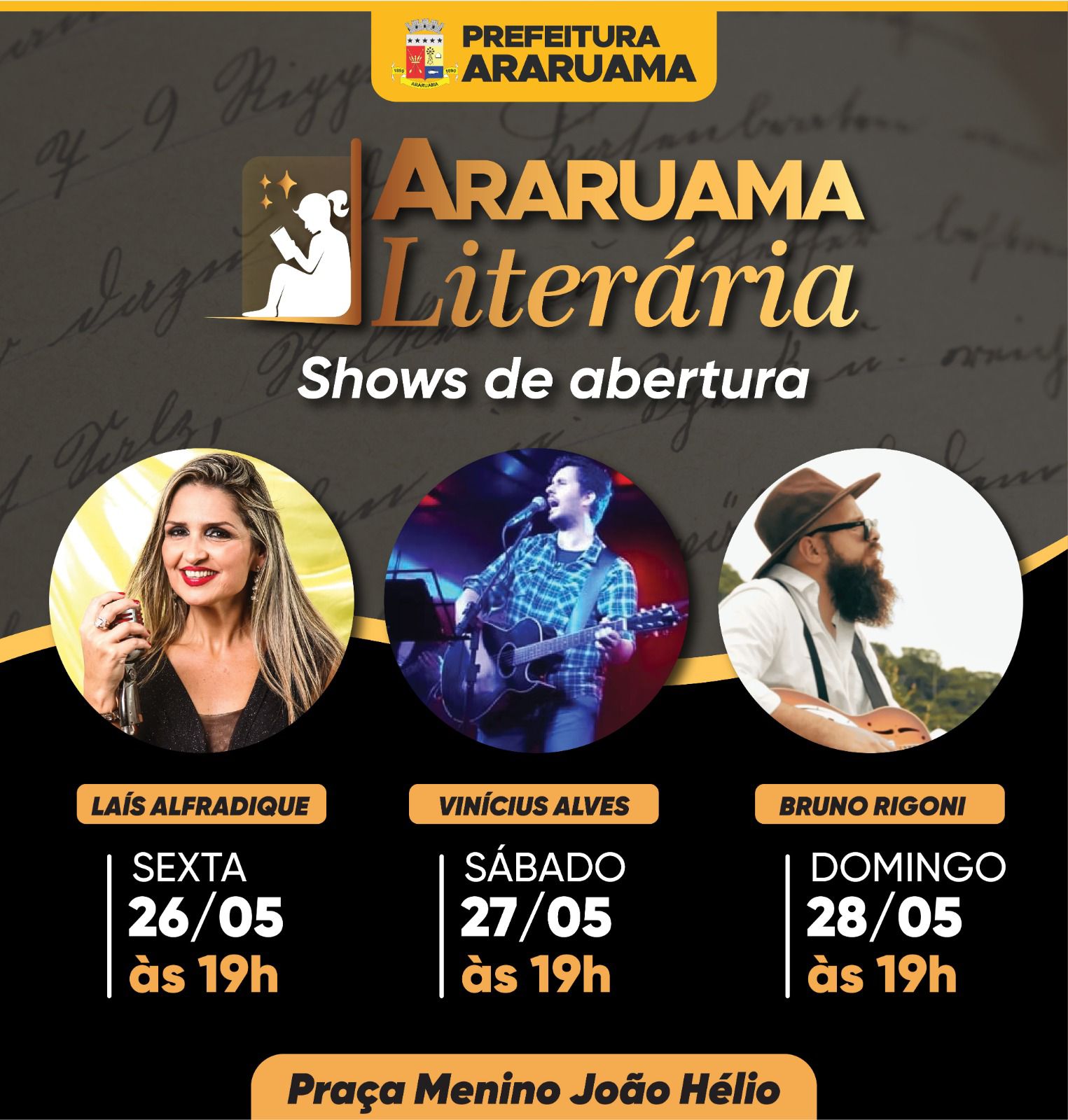 Grandes shows com renomados músicos nacionais vão marcar a 2ª edição do Araruama Literária